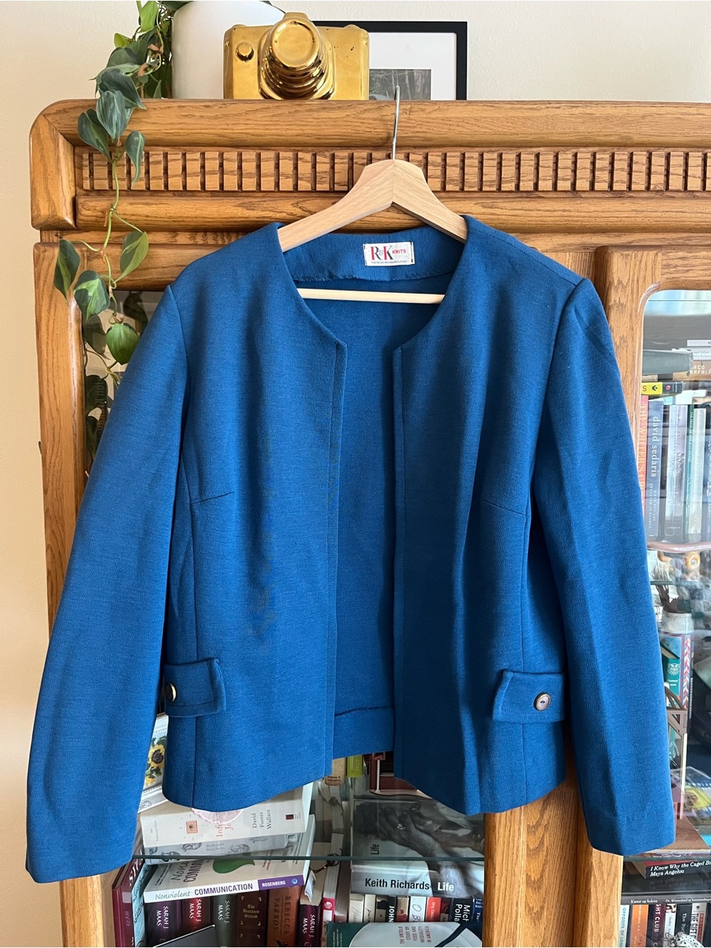 Vintage R&K Blue Collarless Women's Blazer